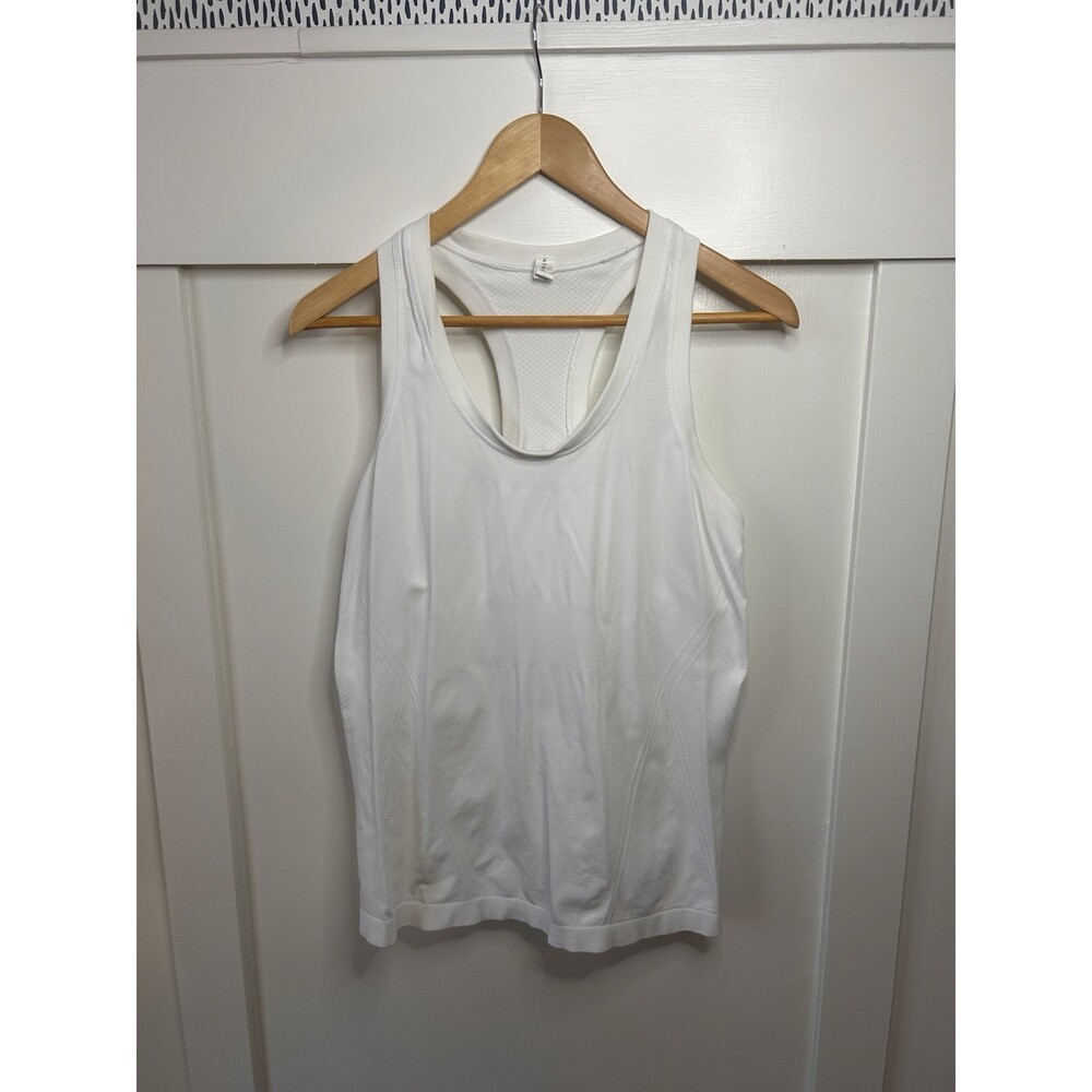 Athleta Women's White Racerback Tank Top Size L Breathable Lightweight